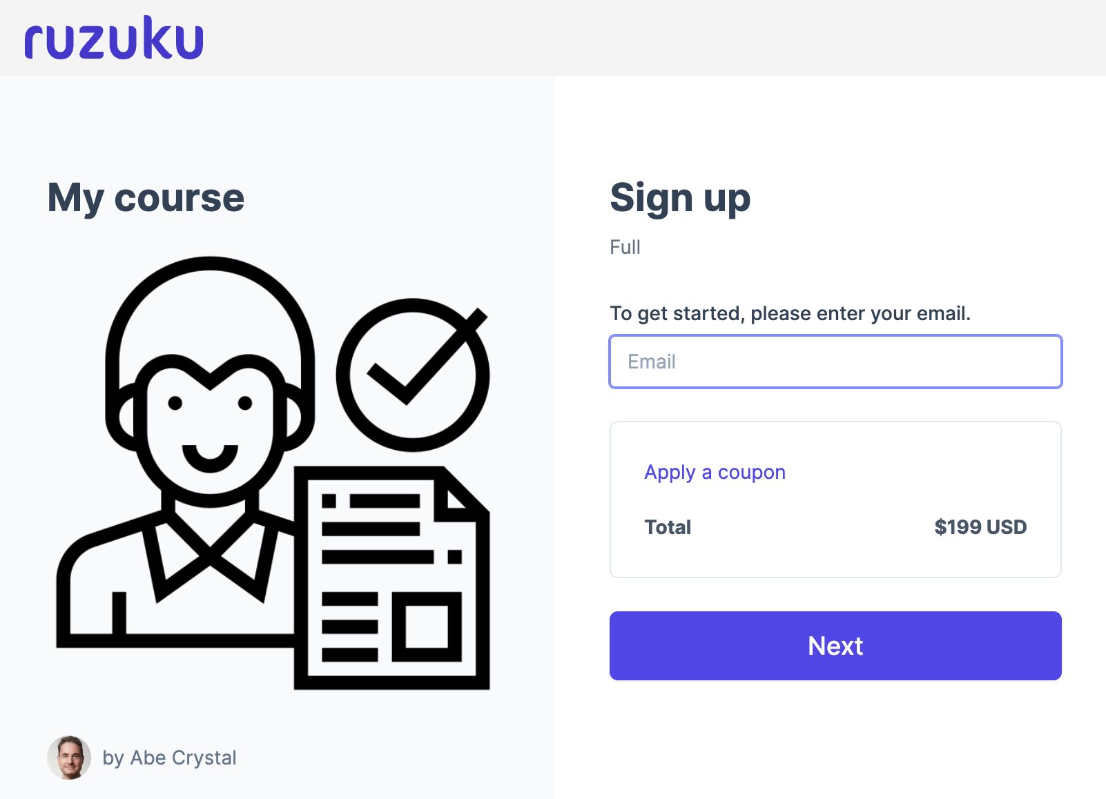 Screenshot of services that Ruzuku integrates with